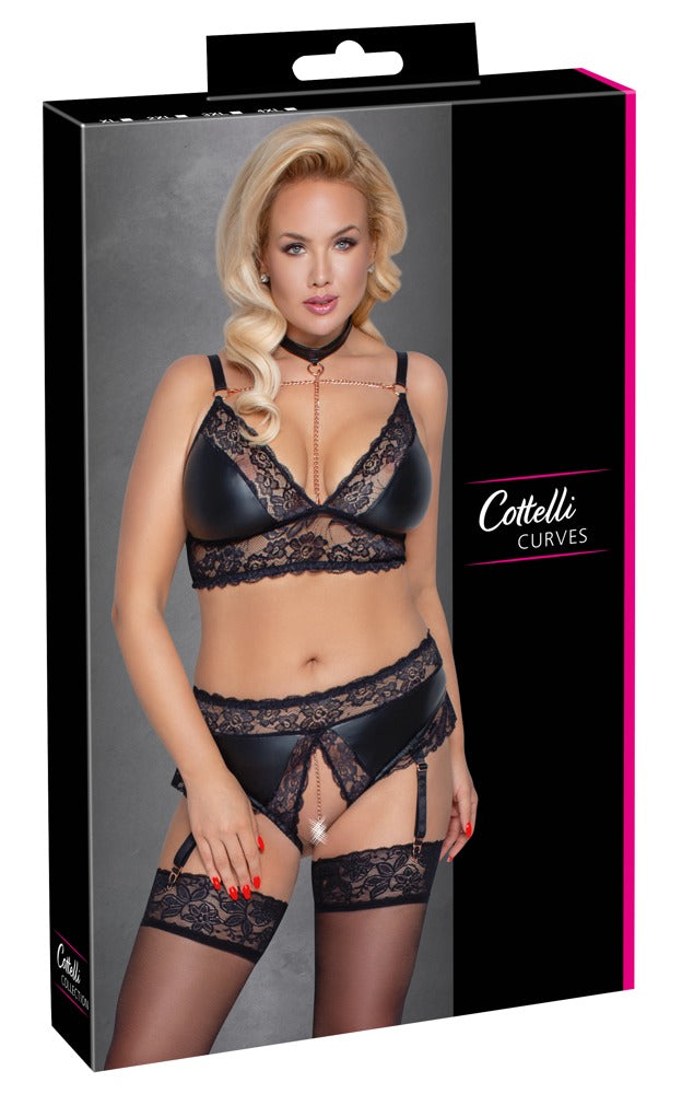 Bra and Suspender Briefs XL Cottelli Curves - Conjunto Erótico Tallas Grandes