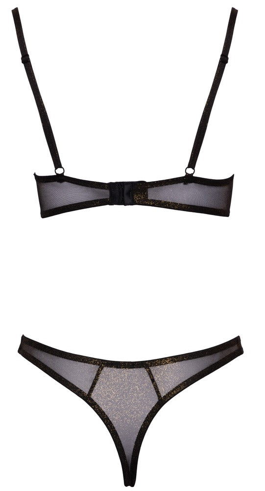BH Set Shaped 85C/XL Cottelli Lingerie - Conjunto Negro con Purpurina Dorada