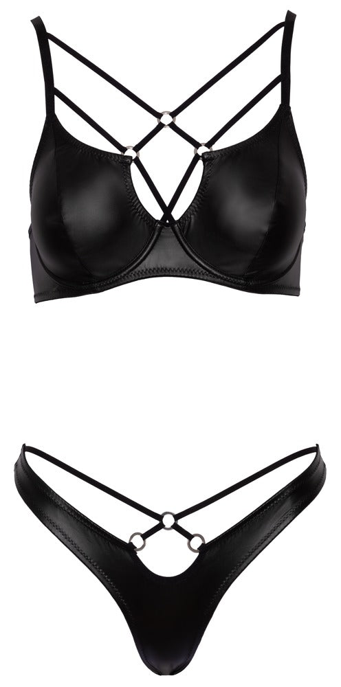 Bra Set Matte Cottelli Lingerie 75B/S - Sujetador con Riostring Negro