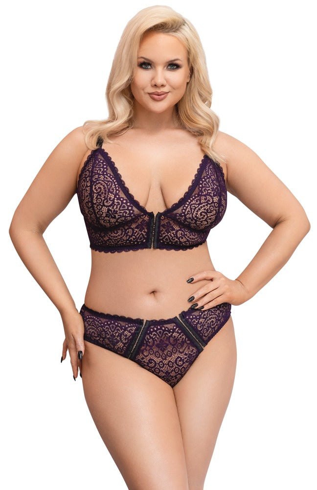 Conjunto Lencería Cottelli Curves Encaje Púrpura Talla 2XL