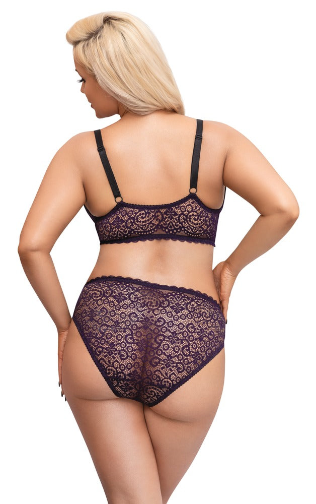 Conjunto Lencería Encaje Purple 4XL - Cottelli Curves