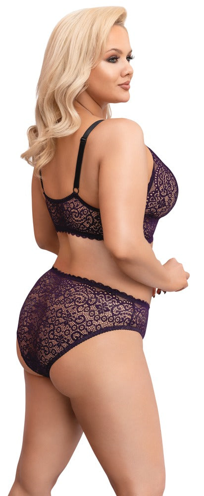 Conjunto Lencería Encaje Purple 4XL - Cottelli Curves