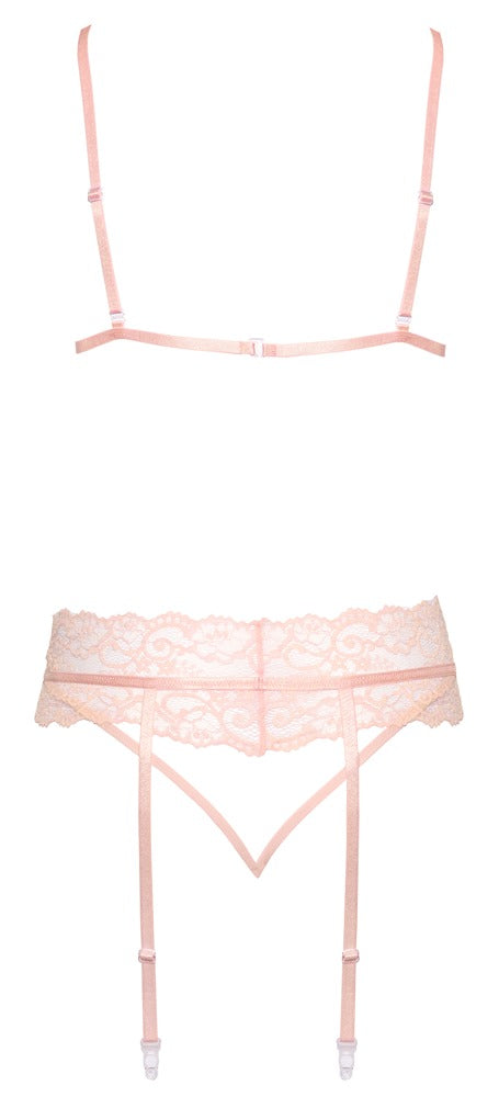 Set Suspender Kissable L/XL Rosa - Sujetador, Cinturón y Tanga