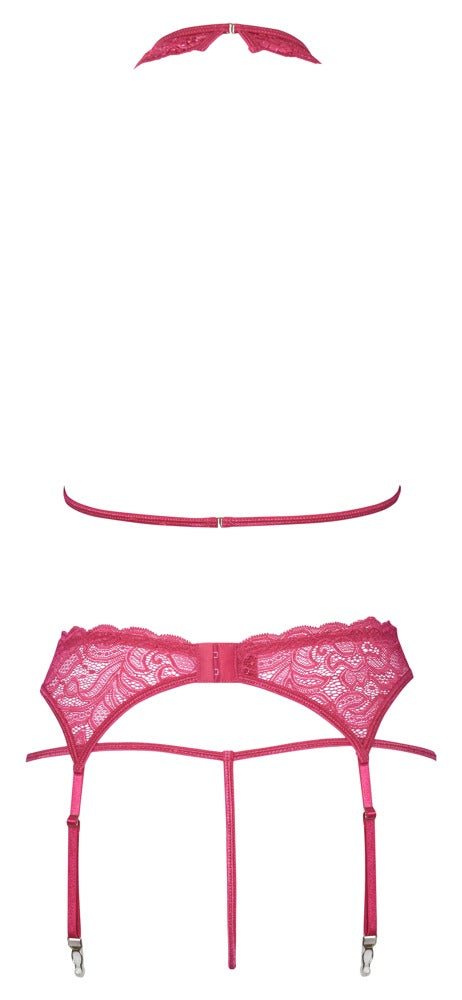 Bra Suspender Set L/XL Cottelli Lingerie - Encaje Rosa