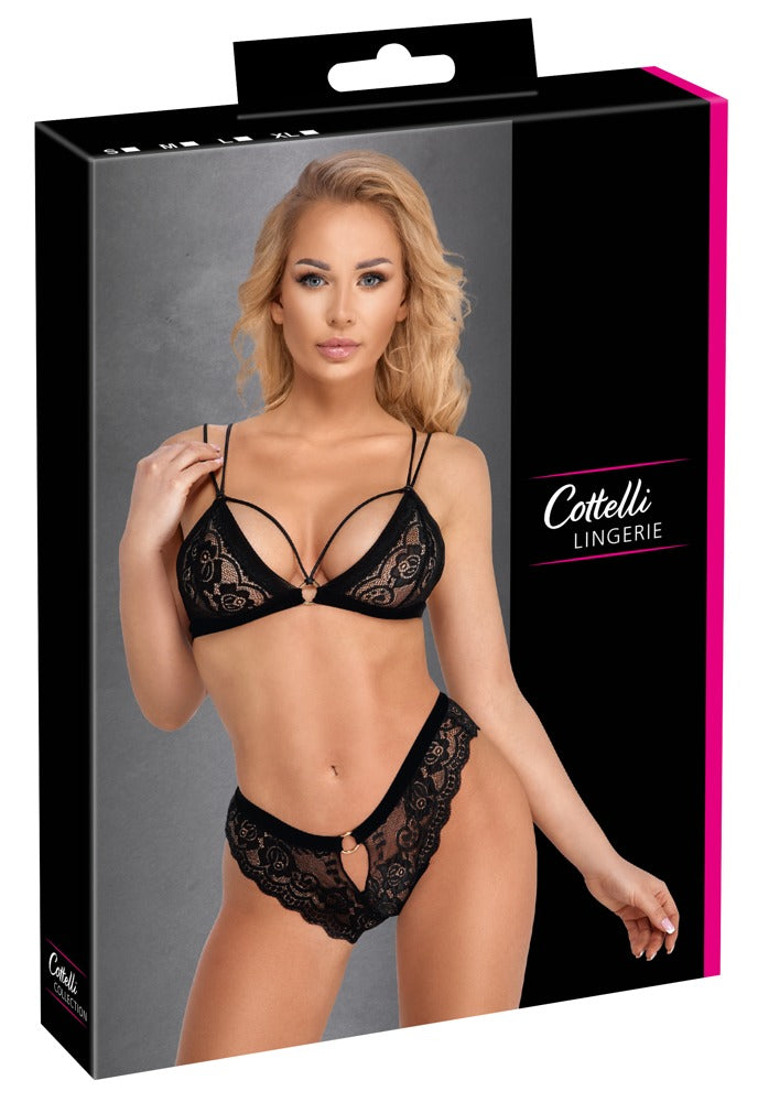 Bra Set Lace M Cottelli Lingerie - Conjunto Sujetador y Braga de Encaje Negro