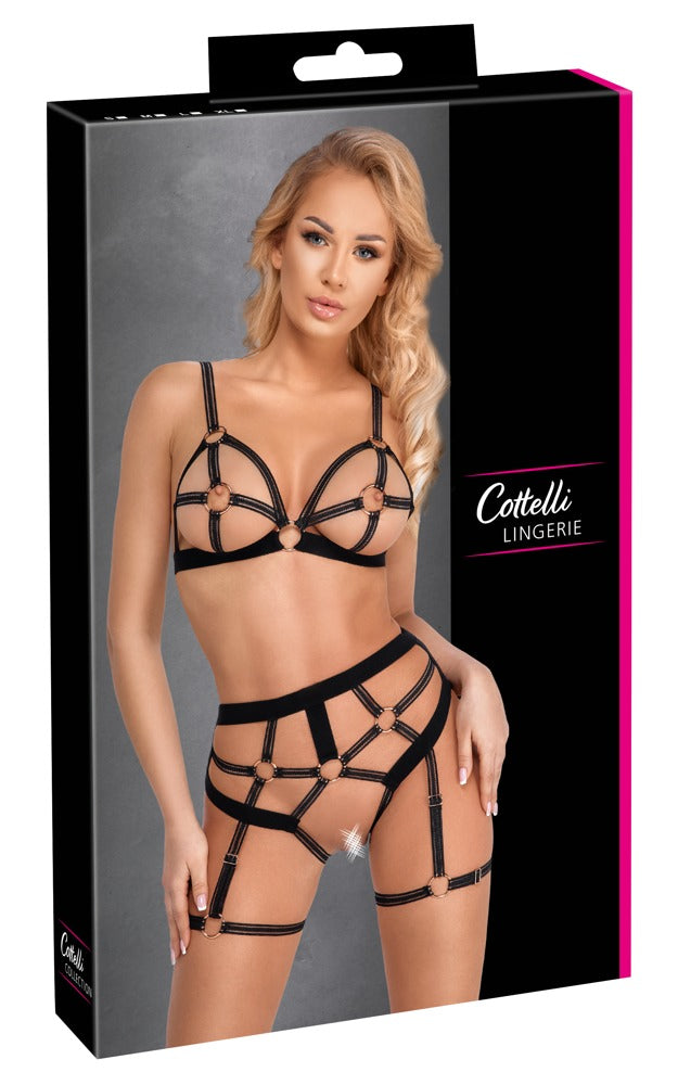 Bra Set Open M Cottelli Lingerie - Conjunto Arnés Sexy sin Entrepierna