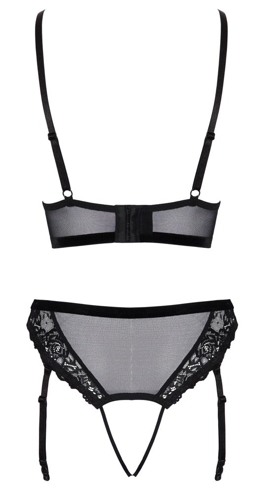 Conjunto Sujetador y Tanga Crotchless Cottelli Lingerie Negro XL