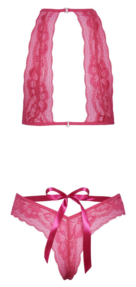 Bra Set Pink L/XL Kissable - Conjunto de Lencería en Encaje Delicado