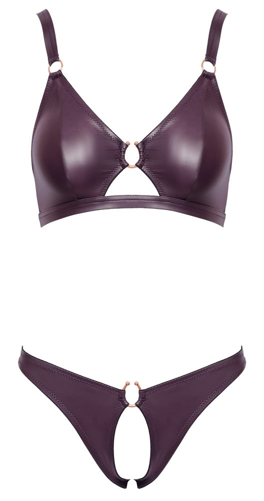 Conjunto Sujetador y Braguita Cottelli Lingerie Efecto Mojado Púrpura Talla S