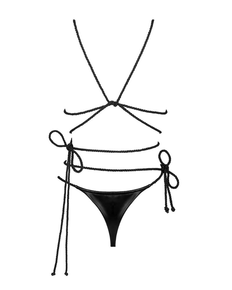 OBS Set S-L Obsessive - Conjunto Bondage Efecto Mojado Negro