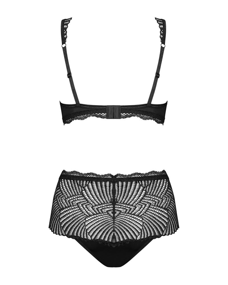 OBS Set 2XL/3XL Obsessive - Conjunto Lencería Satin Negro