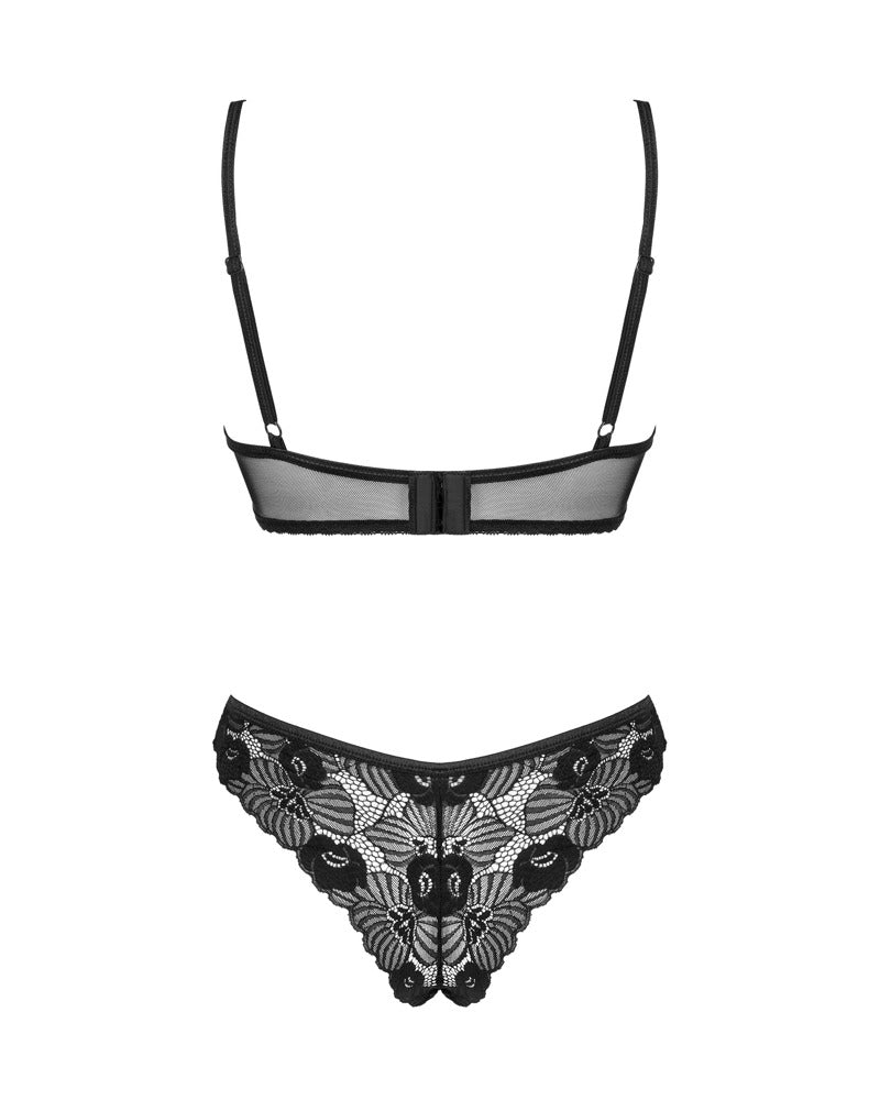 Obsessive Serena Love Set XL/2XL - Conjunto Lencería Encaje Negro