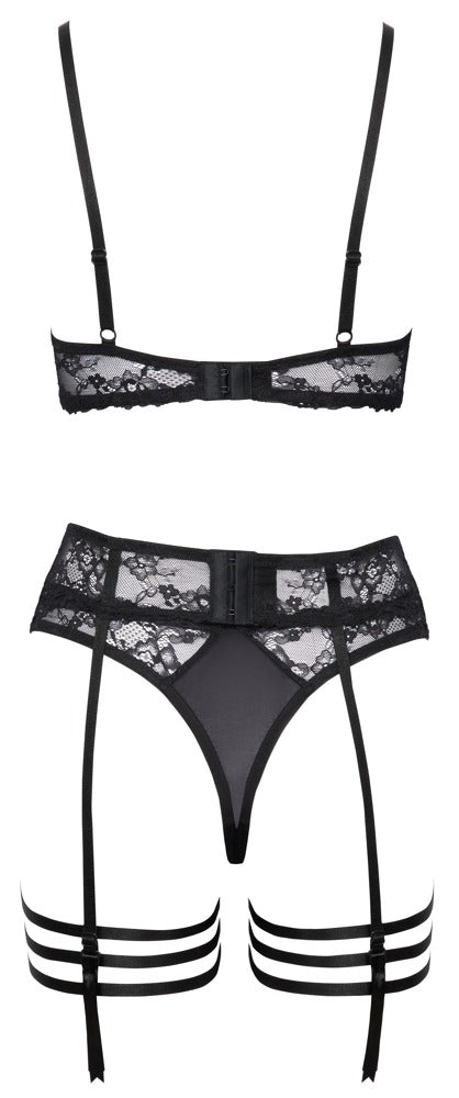 Bra Suspender Set 85C/L Cottelli Lingerie - Conjunto Liguero Negro