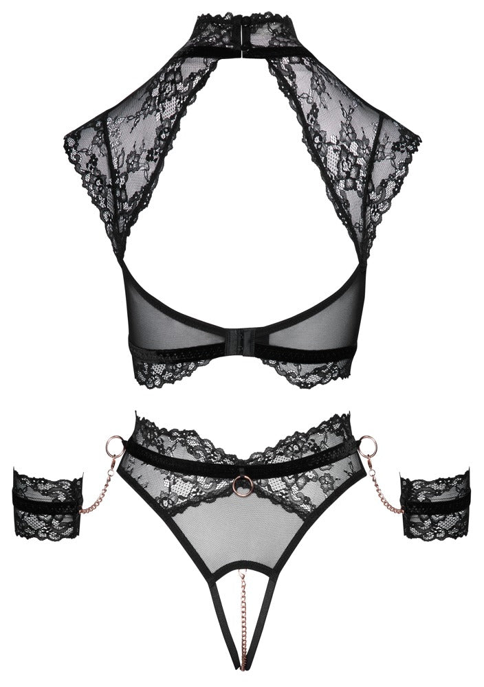 Bondage Bra Set XL Cottelli - Conjunto Negro con Sujetador y Accesorios