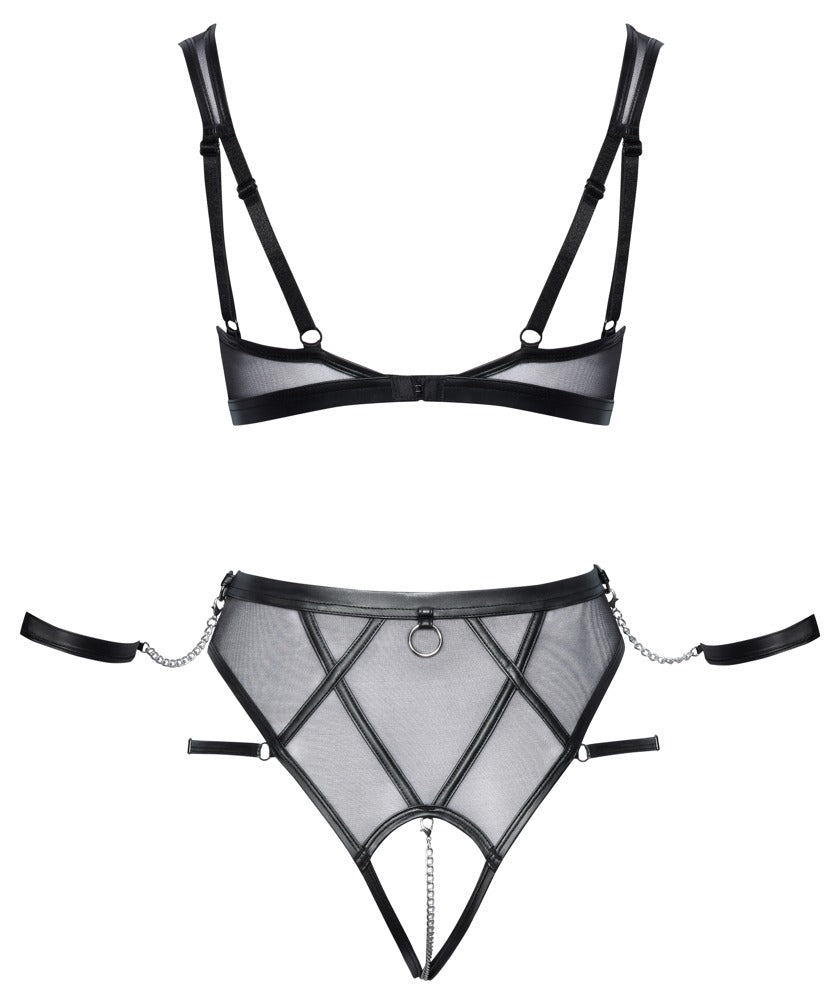 Bondage Bra Set M Cottelli - Conjunto Negro con Sujetador y Braguita