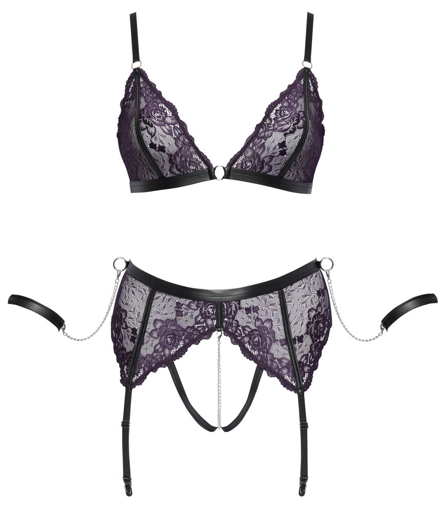 Bra Set Bondage 2XL Cottelli - Conjunto Liguero con Esposas