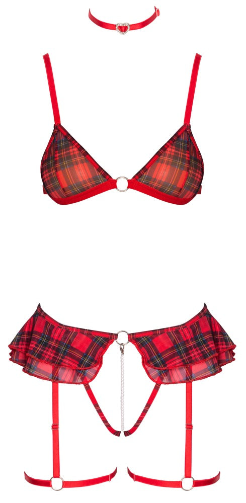 Bra Set Plaid S - Conjunto de Lencería a Cuadros Cottelli