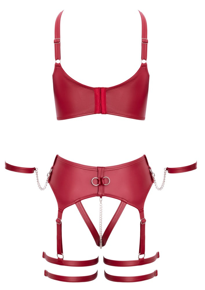 Bra Set Bondage S - Conjunto Lencería Rojo Oscuro Cottelli