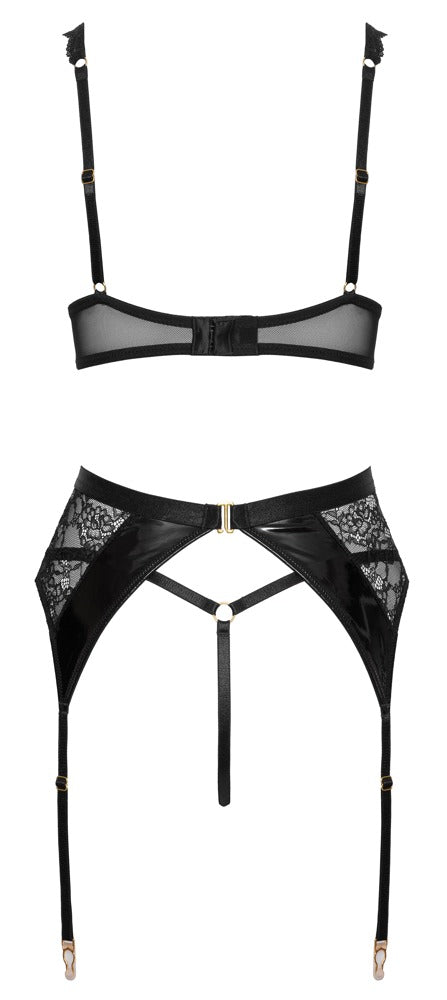 Bra Set 80B/M Cottelli Lingerie - Conjunto Liguero Encaje y Vinilo