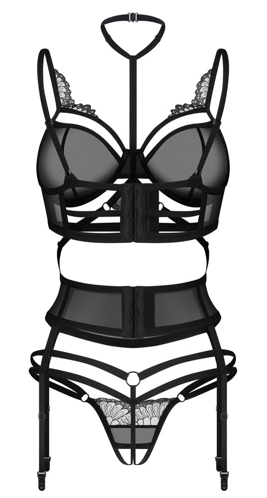 OBSP Bra Set S/M - Conjunto Sujetador con Liguero Obsessive