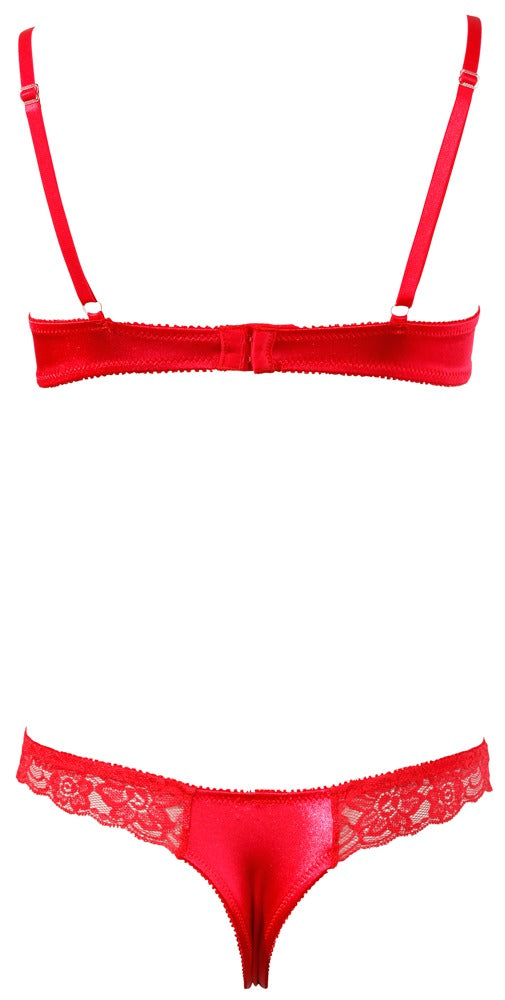 Cottelli Lingerie Half-cup Bra Set 80B/M - Conjunto de Lencería Rojo