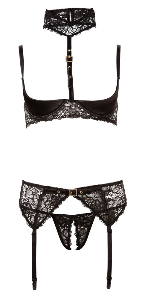 Shelf Bra Set 75B/S Abierta Fina - Conjunto de Lencería Extravagante