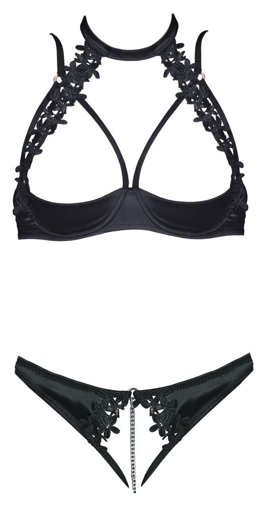 Sujetador Shelf Bra Cottelli Lingerie 75B con Bordado Floral y Tanga
