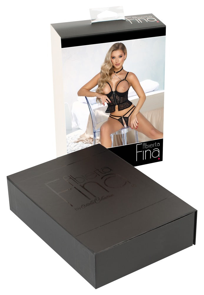 Longline Set Zip 75B/S - Conjunto Sensual de Encaje con Cremallera