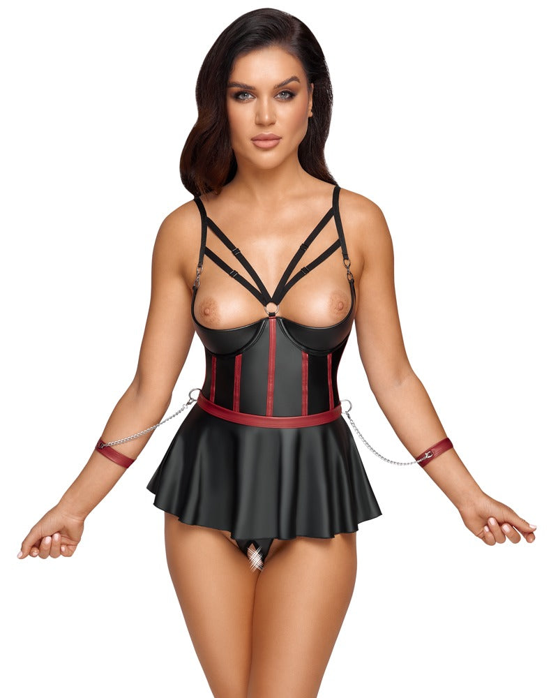 Cottelli BONDAGE Lift Bra Set 85C/XL - Conjunto Bondage con Sujetador Longline