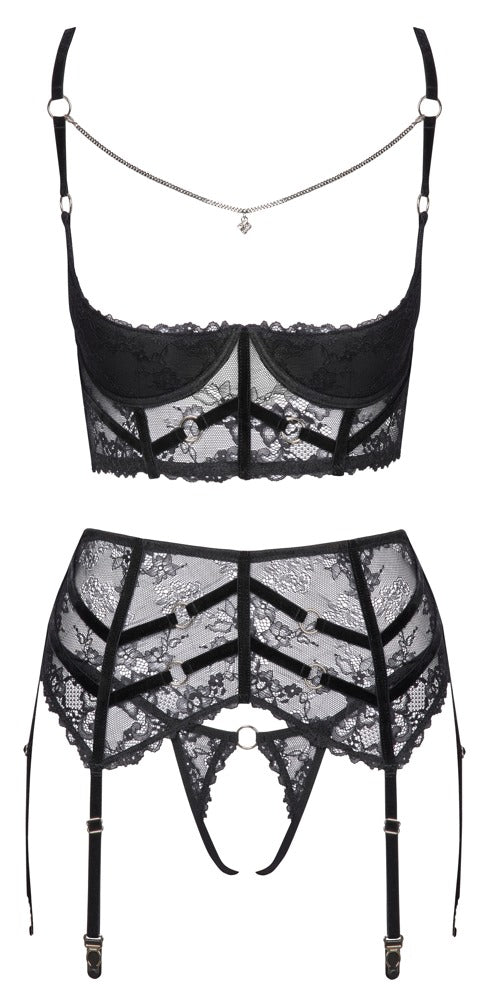 Shelf Bra Set Chain 85B/L - Conjunto Erótico de Encaje Cottelli