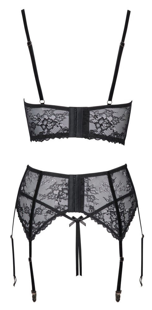 Shelf Bra Set Chain Cottelli Lingerie - Conjunto Encaje Negro 75B