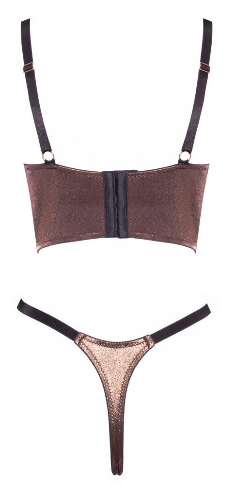 Shelf Bra Set Abierta Fina Dorado Bronce Talla M