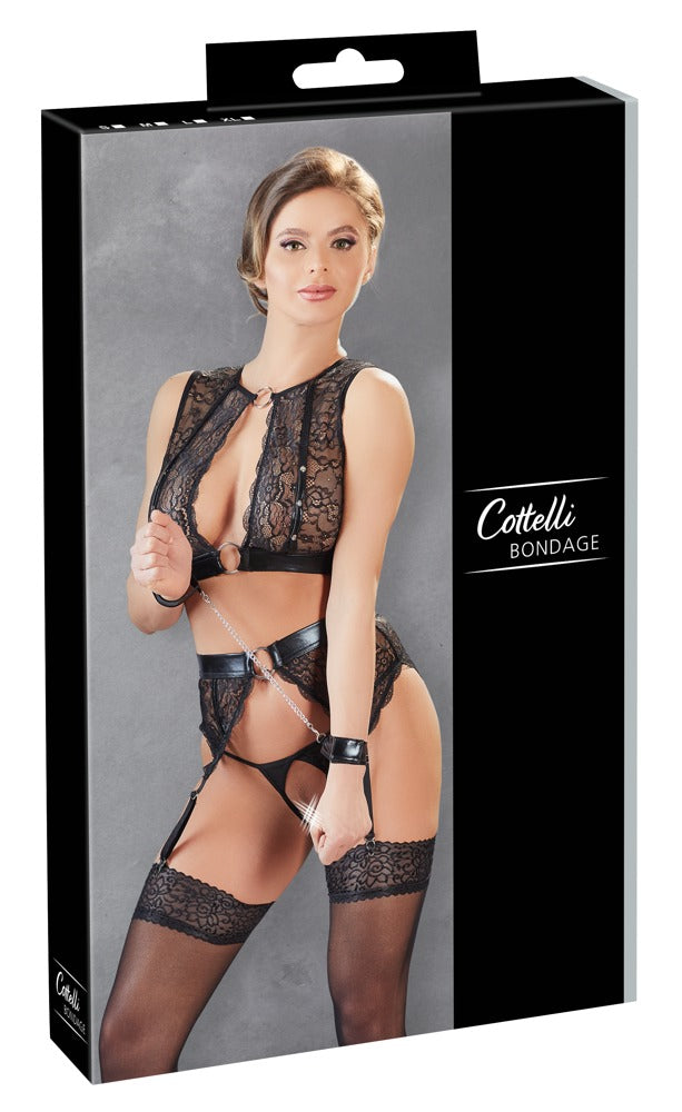 Top Set Bondage L Cottelli - Conjunto 3 Piezas Encaje y Wetlook