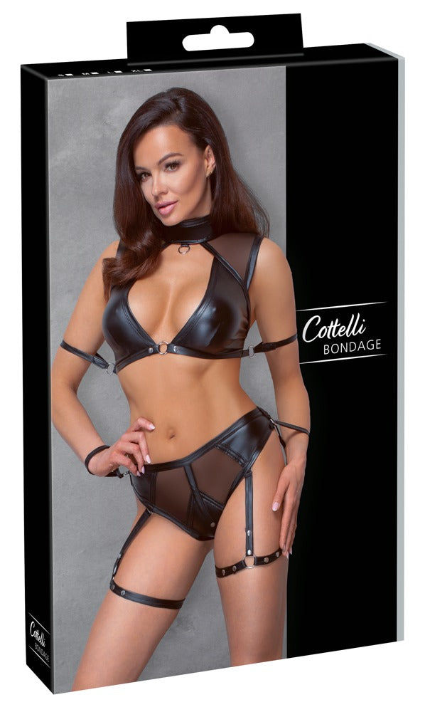 Top and Briefs Black XL Cottelli BONDAGE - Set de Sujetador y Braguita