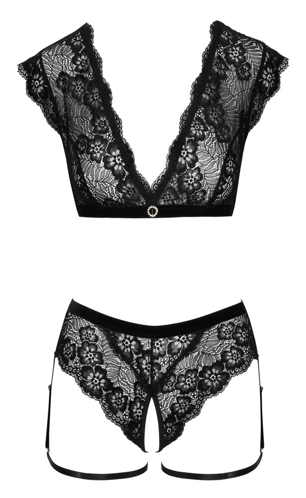 Top y Braguita sin Entrepierna Cottelli Lingerie - Encaje Negro S