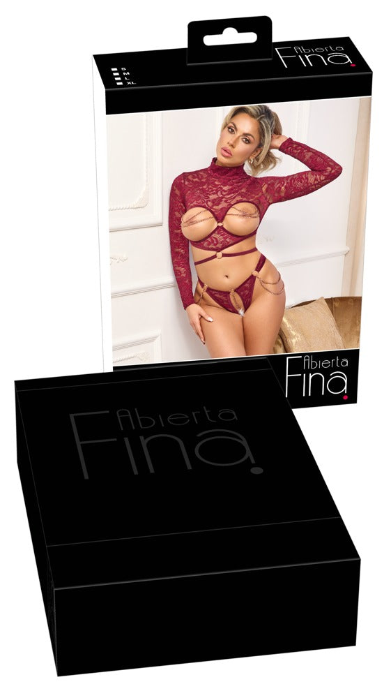 Set Erótico Open Top y Tanga Rojo M - Abierta Fina