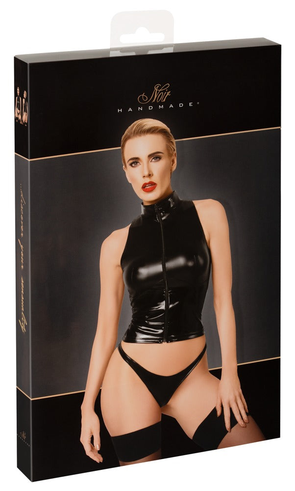 Noir Top con Cremallera - Sujetador Vinilo y Powerwetlook Talla M