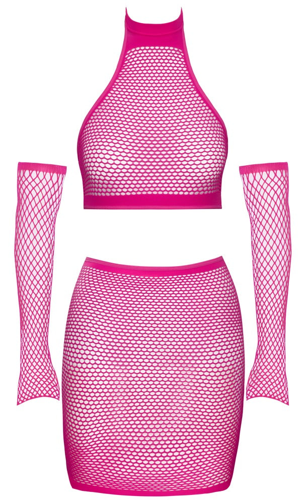 Top Set Fantasy S-L Rosa - Conjunto de Malla Elástica sin Costuras