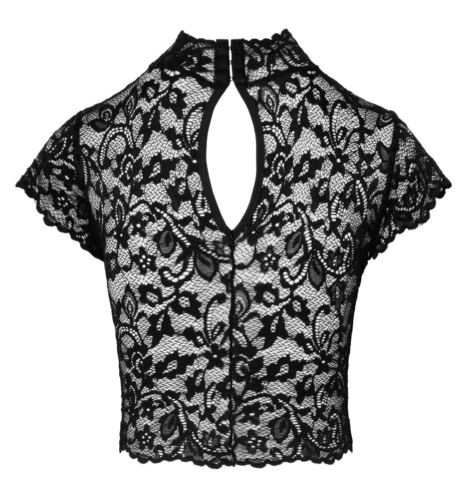 Noir Top Lace S - Top de Encaje Floral Negro