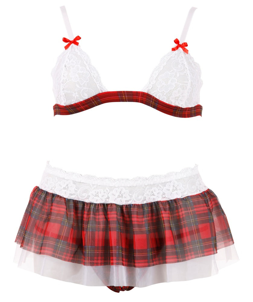 Top and Skirt S Cottelli Lingerie - Set Karo Rojo Escocés