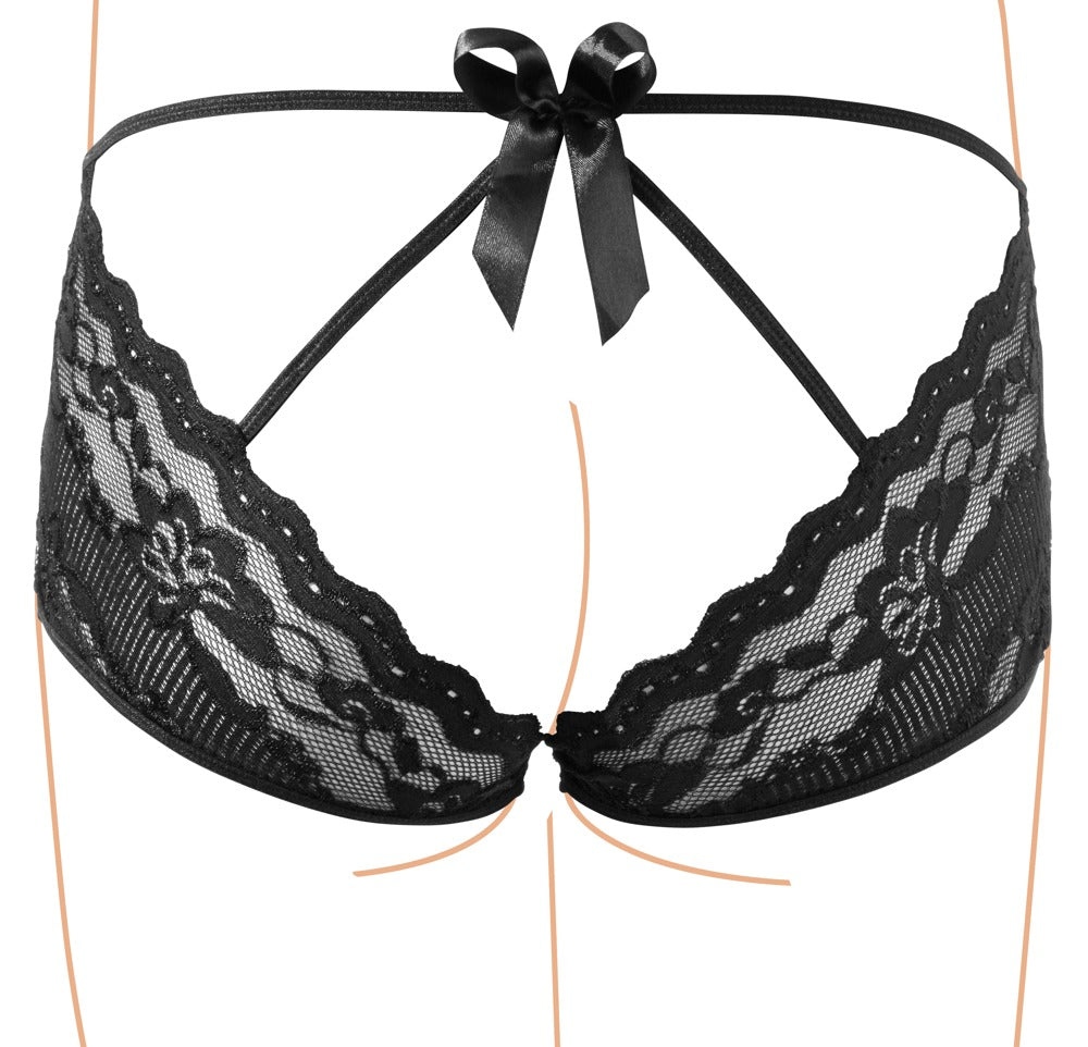 Panties Black S Cottelli Lingerie - Encaje Floral Seductor