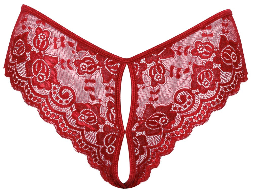 Braguita Crotchless Cottelli Lingerie Rojo XL - Encaje Floral
