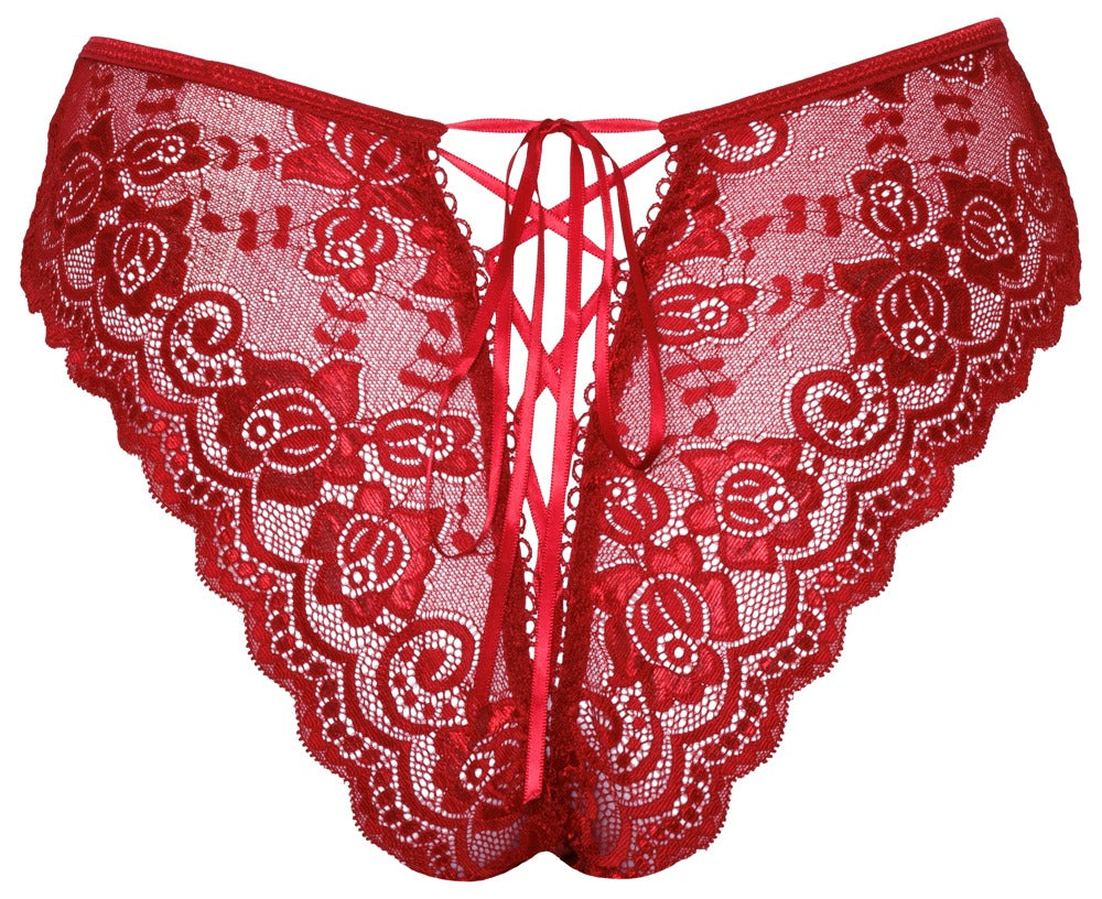 Braguitas Crotchless Encaje Rojo S - Cottelli Lingerie