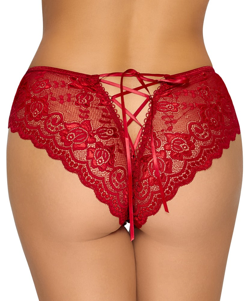 Braguitas Crotchless Encaje Rojo S - Cottelli Lingerie