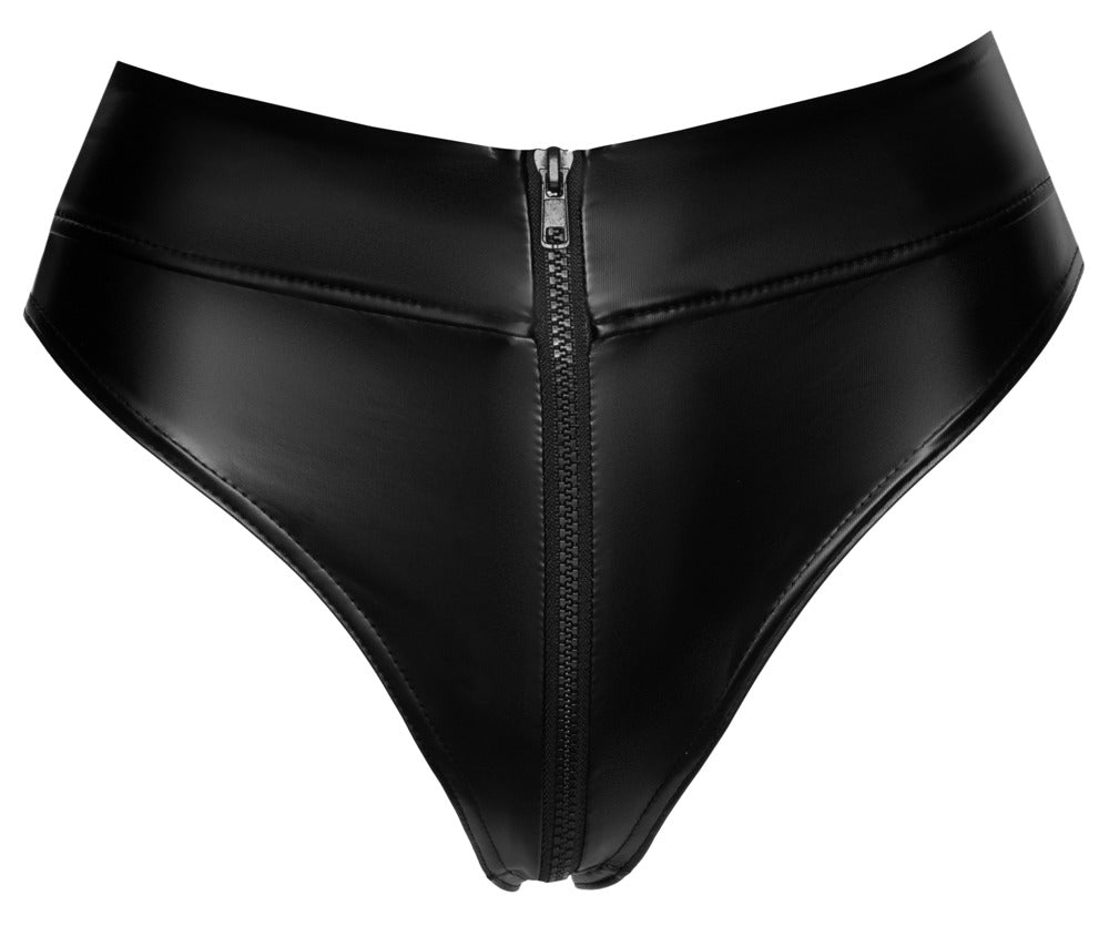 Noir Thong Zip XL - Tanga con Cremallera de Doble Sentido