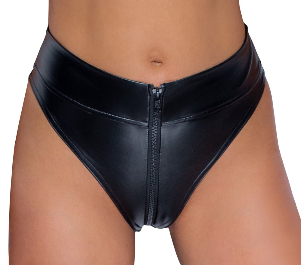 Noir Thong Zip S - Tanga con Cremallera de Doble Sentido