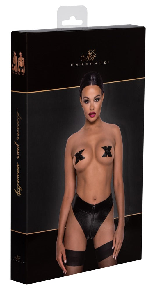 Noir Thong Zip XL - Tanga con Cremallera de Doble Sentido