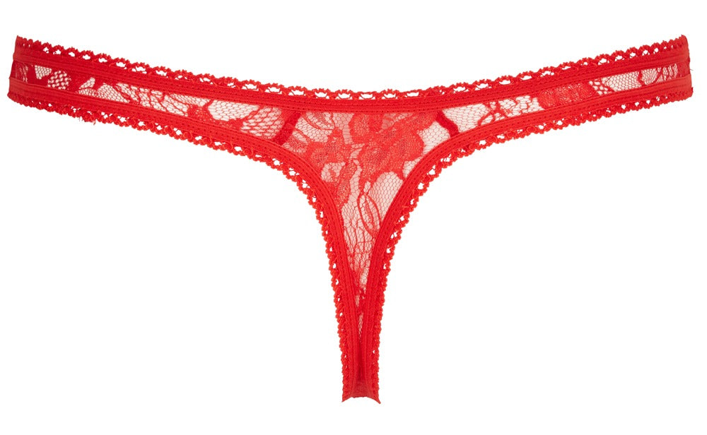 Lace String Rojo L - Cottelli Lingerie