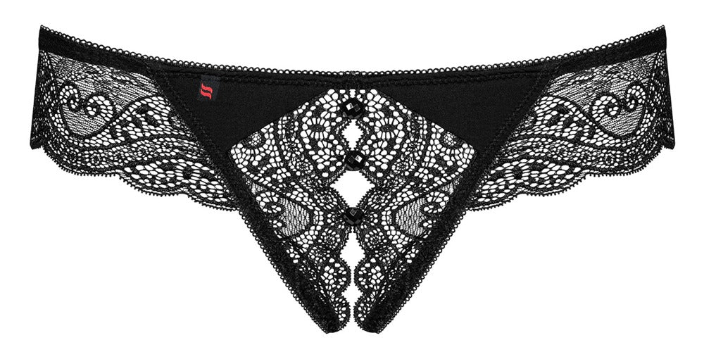 Obsessive String 2XL/3XL - Tanga Abierta de Encaje Elástico