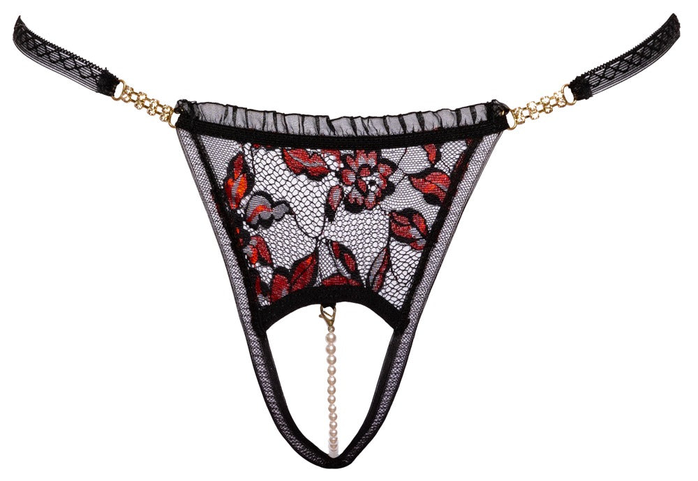 Tanga sin Entrepierna Cottelli Lingerie con Cadena de Perlas M/L